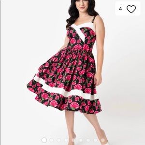 Unique Vintage Floral Swing Dress XL